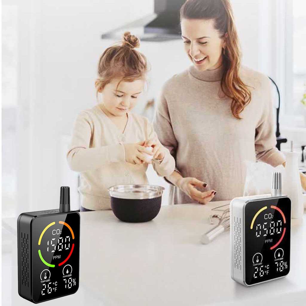 Carbon Dioxide CO2 Detector Monitor Meter Tester Sensor Temperature Humidity Indoor NDIR Air IAQ Portable