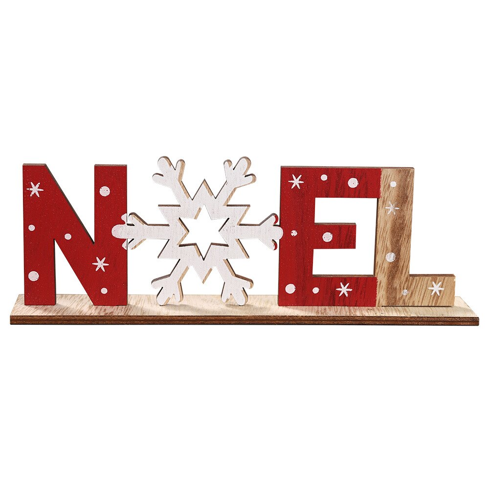nueva letras de madera decoraciones de Navidad de piezas de madera DIY adornos tres dimensiones ronda casera de la Mesa: STYLE3