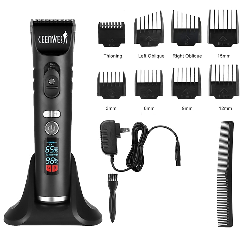 Ceenwes Rechargeable Hair Trimmer Clippers for Men Cordless Clippers Hair Cutting Kit with 8 Guide Combs Including Charging Dock