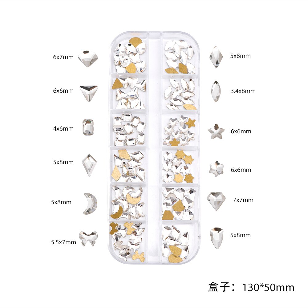 3d nagelbedels tips decoratie glitter steen nail art strass steentjes kristal manicure accessoires: Dk2185-12