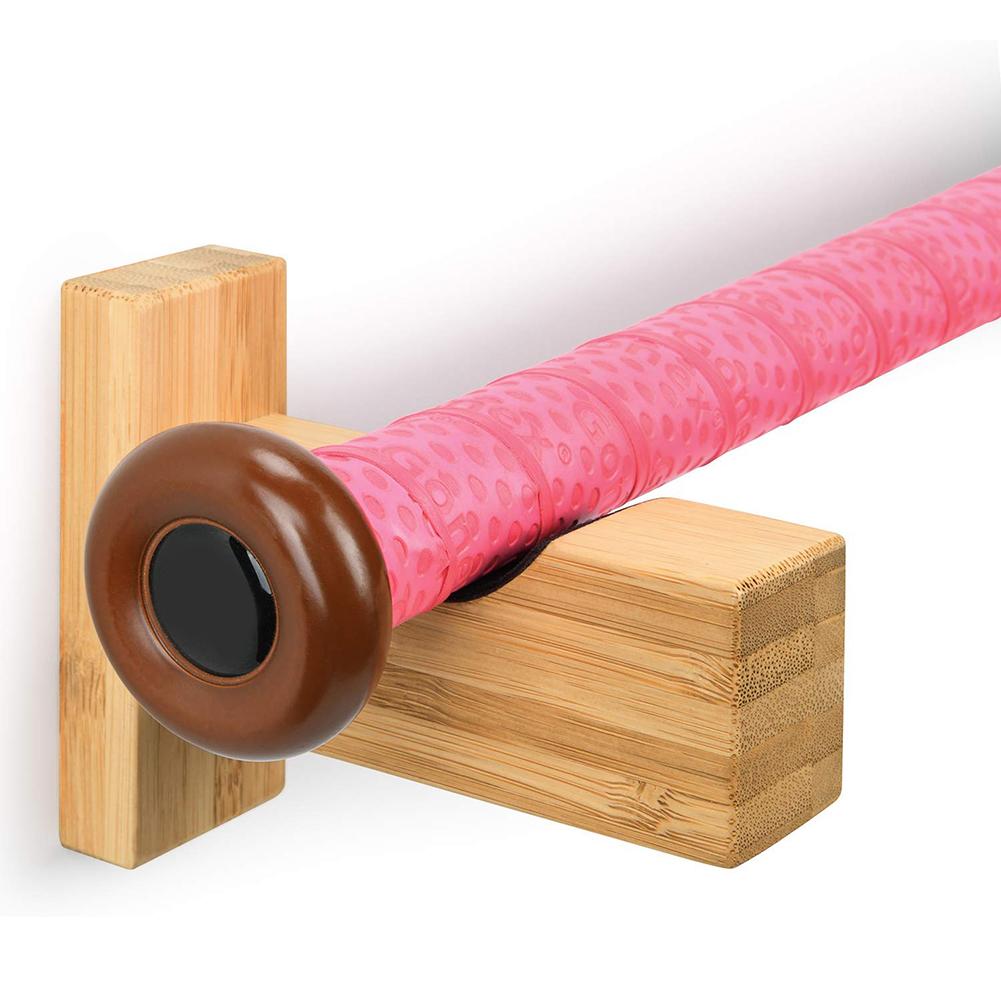 2PCS Baseball Bat Display Rack Wall Mounted Bat Holder Bamboo Bat Display Case Placing Baseball Bat Softball Bat Hockey Stick