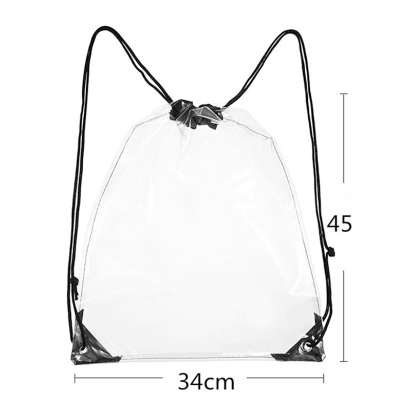 Transparent PVC Drawstring Waterproof Stadium Bag Gym Sport Pack Fruit Storage Tote Unisex Large Capacity Lightweight Backpack