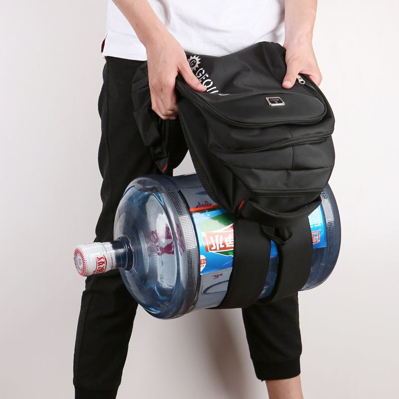 College stil sort nylon skole rygsæk mænd stor kapacitet junior high teen studerende taske mandlige computer rygsæk