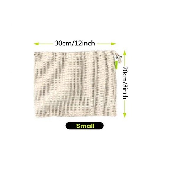 Reusable Organic Cotton Produce Bags Cotton Mesh Bags Biodegradable Eco-Friendly Shopping Storage Bag for Fruit, Vegetable, Toys: 30cm-20cm
