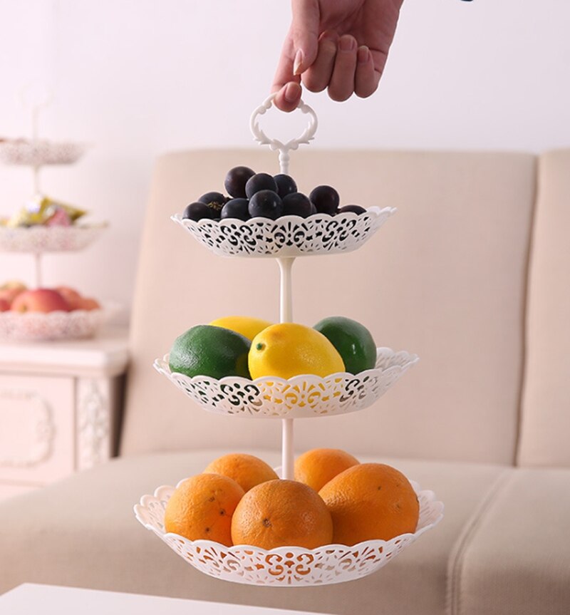 3-Tier Fruitmand Houder Draagbare Aanrecht Dienblad Display Platter Voor Desserts Snacks Snoepjes