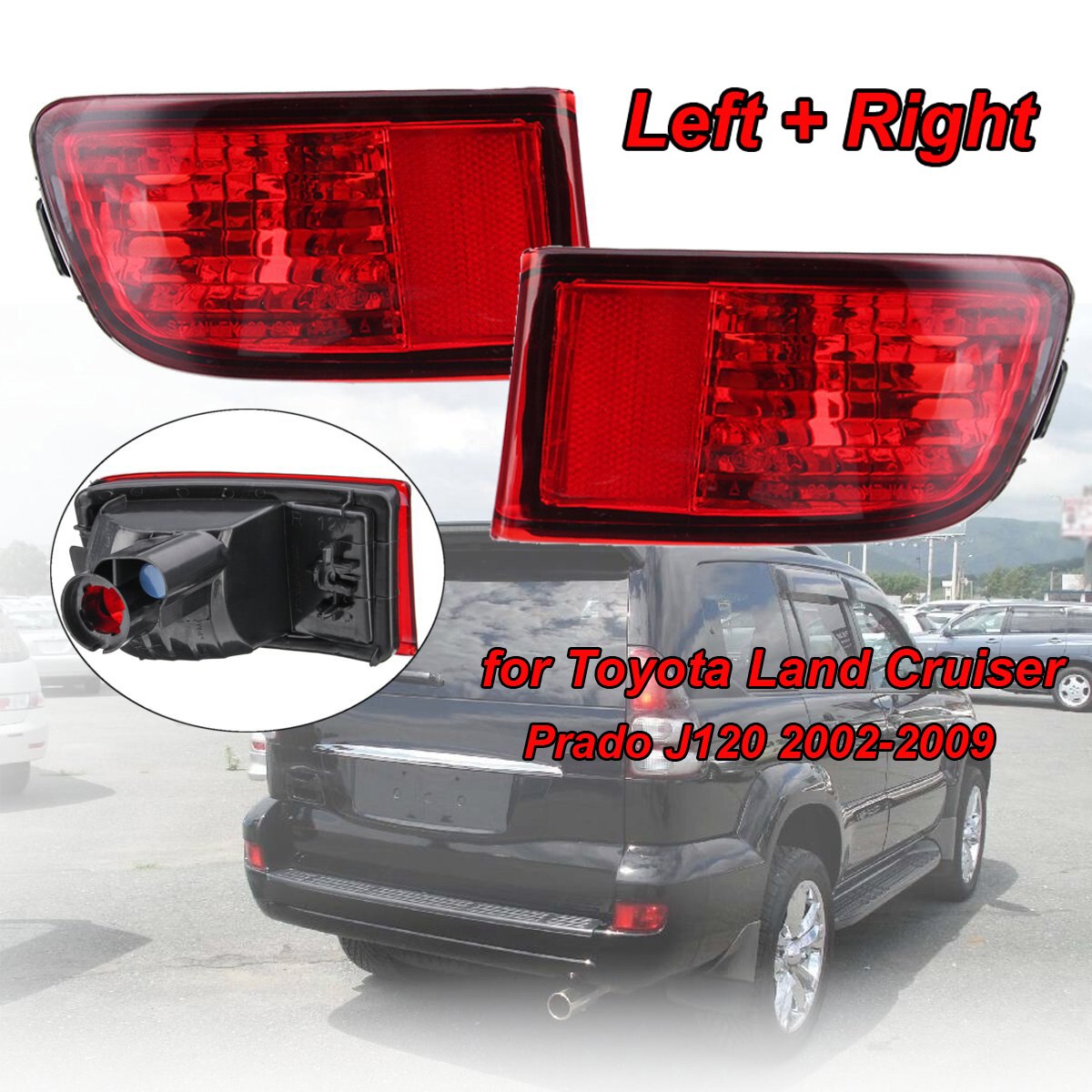 L/R Rear Bumper Light For Toyota Land Cruiser Prado J120 2002 ABS plastic Parts Useful