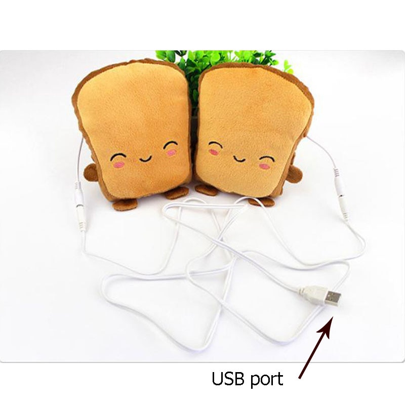 1 Pair USB Hand Warmer Heated Gloves Toast Hand Warmers Winter Fingerless Gloves Xmas