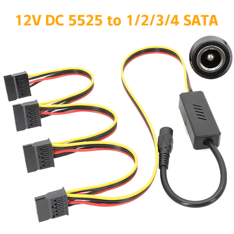 1pcs DC 5525 To SATA Hard Drive Power Supply Cable DC 12V To 4Pin Molex HDD Cable Step-down Voltage Regulator