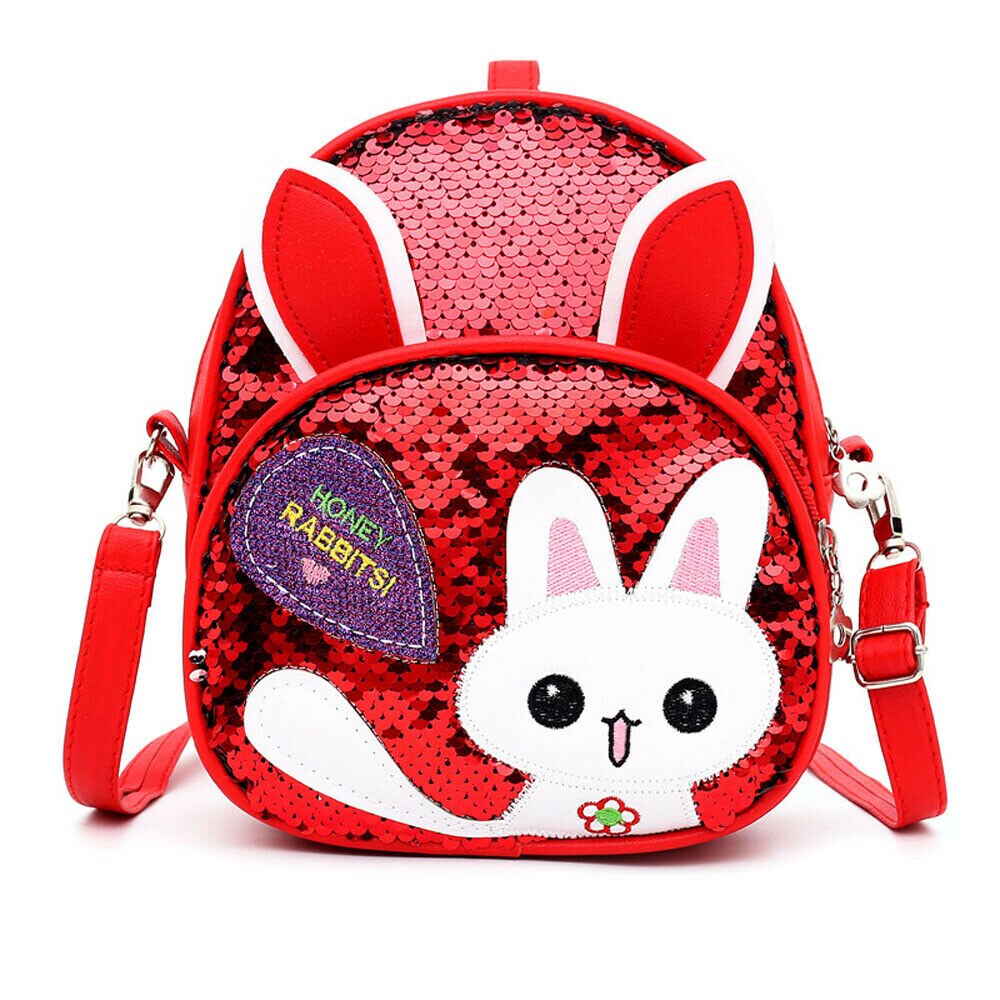 Børn piger kat pailletter skoletaske baby tilbehør bling bling dejlige børn baby rygsæk 3d tegneserietaske: Rød