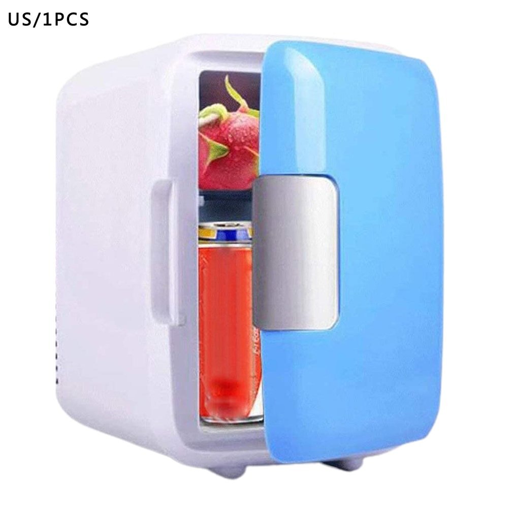 4 Liter Portable Compact Personal Fridge Cools & Heats Great for Bedroom Office Car Dorm Portable Makeup Skincare Fridge: Blue US