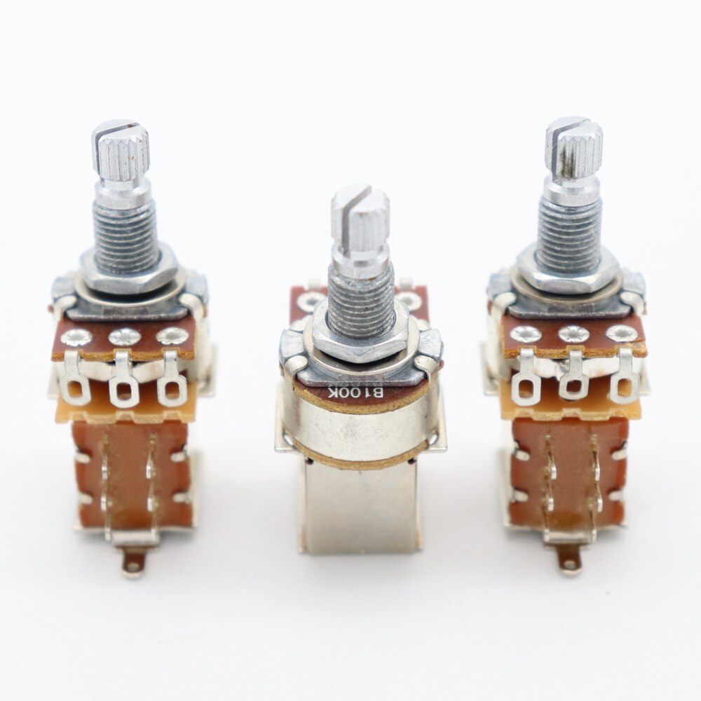 3 pcs Guitar Bass Push Pull Pot Push Pull Potentiometer Volume Tone Short Split Shaft Switch Pots A25K （Chrome）: 3pcs B100K