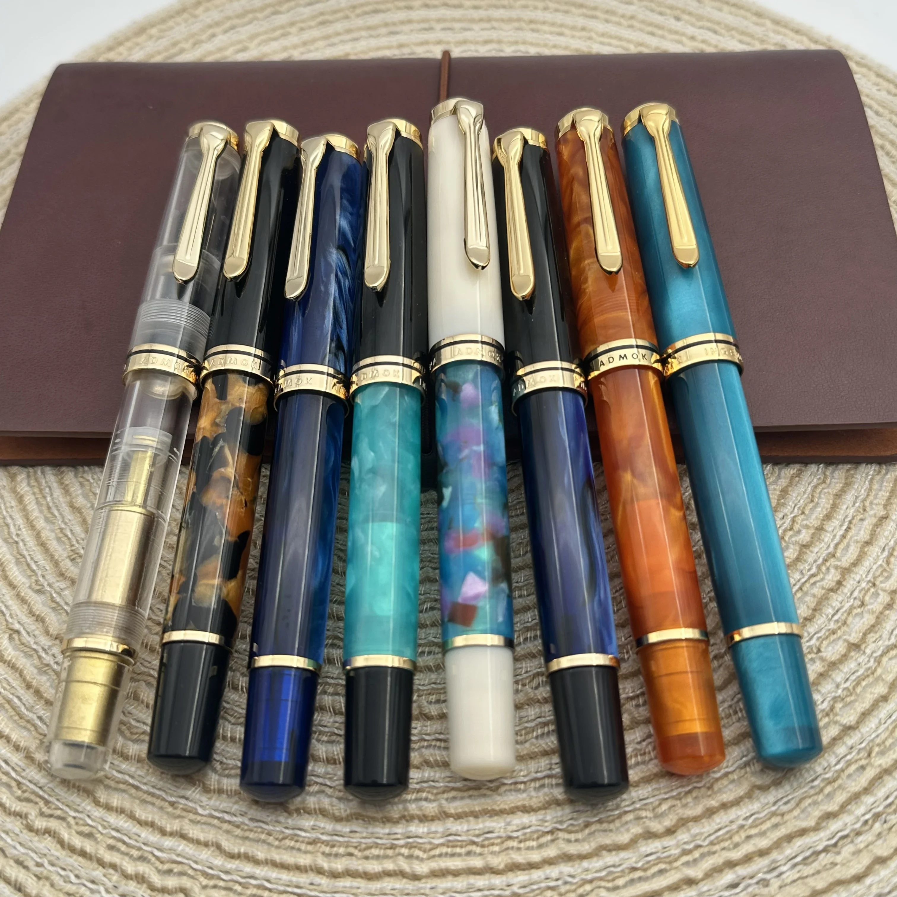 Admok M800 Pen Acrylic Piston Fountain Pen Schmidt Nib F M B 0.5 0.7 1.0MM Nib Golden Clip Writing Office Pen