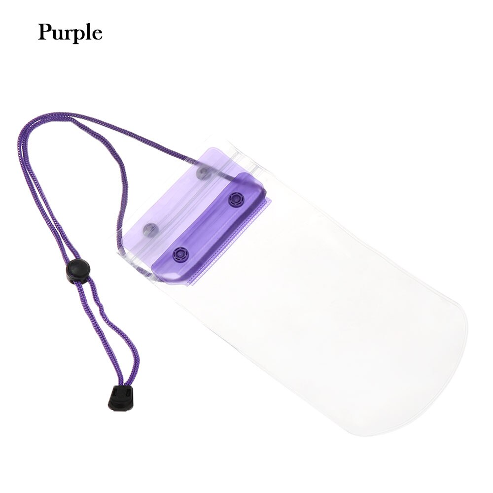 1PC trasparente custodia impermeabile per telefono da nuoto borsa sigillata a secco per sport acquatici immersioni sci appeso al collo borsa Touch Screen per telefono: Purple