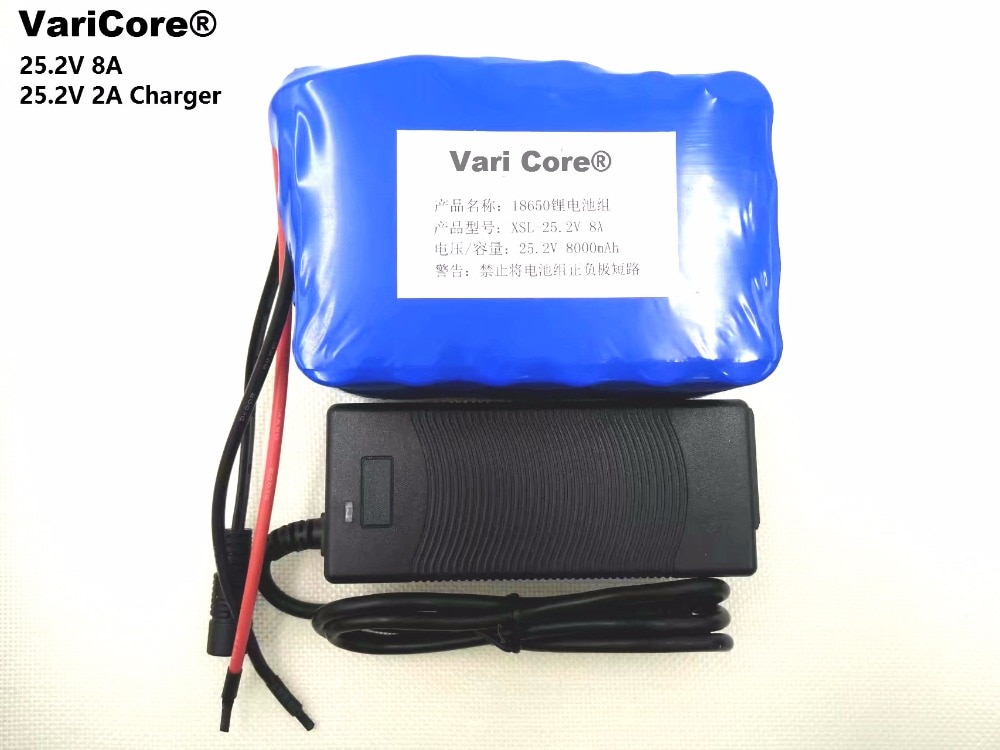 Varicore 24v 6s 4a 6a 8a 10a 18650 akku 25.2v 12ah litiumioniakku polkupyörän akulle 350w e pyörä 250w moottori+laturi