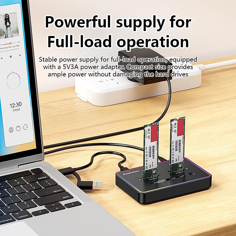 Blueendless  m 2 ssd-dockingstation med to bays, sata-duplikator, ssd med to bays, m2 .2 kabinet, sata 6 gbps, type c, usb 3.1 til ssd-harddisk