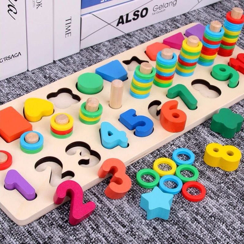 Kids Toys Montessori Educational Wooden Toys Geometric Shape Cognition Puzzle Toys Math Toys Early Educational Toys for Children: 7