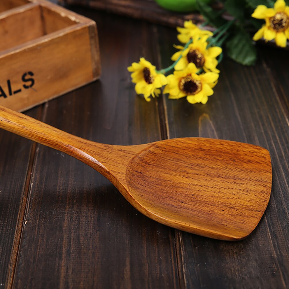 39cm Long Handle Restaurant Cooking Practical Frying Durable Hanging Non Stick Kitchen Utensils Home Wooden Spatula