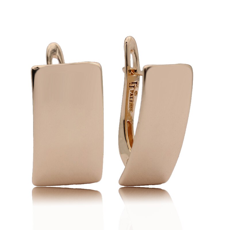 PATAYA Anniversary Glossy Dangle Earrings 585 Rose Gold Simple Square Earrings Women Daily Fine Jewelry