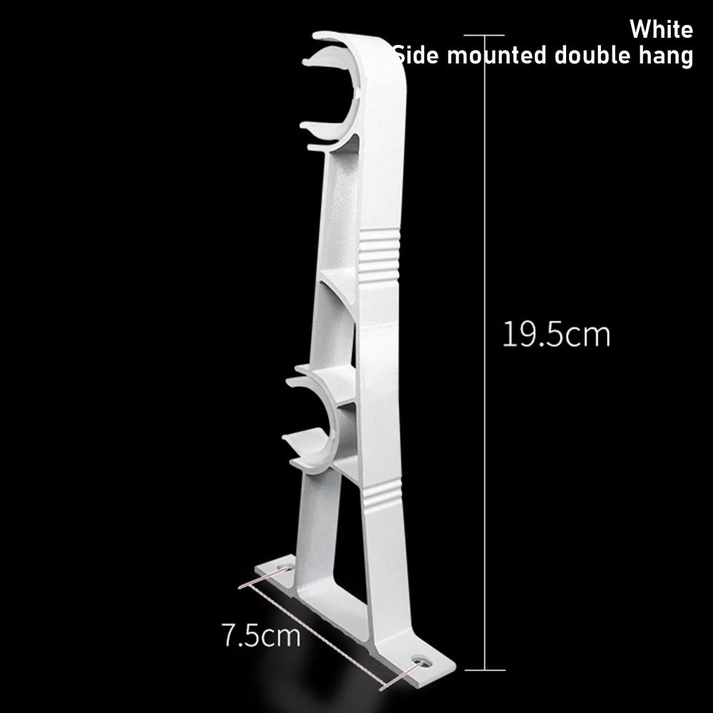 1Pcs Aluminum Alloy Rod Support Clamp Single Double Hang Curtain Rod Bracket Fixing Clip Furniture Hardware Crossbar Hanger Hook: Ivory