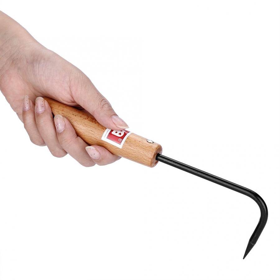 Bonsai værktøj krog robust mangan stål bonsai rod krog med træ håndtag have bonsai værktøj krog robust mangan krog