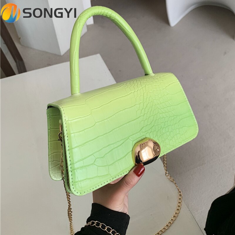 BANKUO Womens Bags Vintage Crocodile Print Shoulder Bag Chain Handbags PU Leather Crossbody Bags for Women Z393