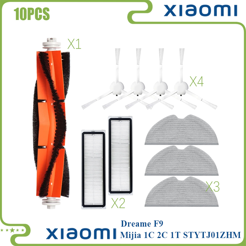Para Xiaomi Mijia 1C 1T STYTJ01ZHM Mi Robot aspirador fregona Dreame F9 filtro Hepa Cepillo Lateral principal paño de mopa accesorios de limpieza: Naranja