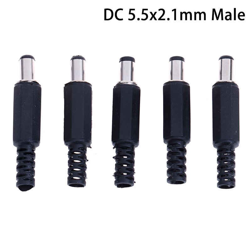 5/10pcs DC Power Plug 5.5X2.1 Mm Voor Lassen Lijn Zwart Dc-Man Plug Jack adapter