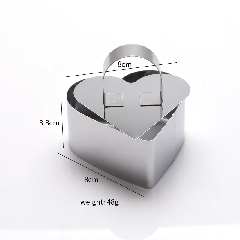 1pcs DIY Tart Rings 8*4cm Dessert Cake Mold Slicer Cutter Stainless Steel Circular with Pusher Kitchecn Pastry Baking Tools: Pink