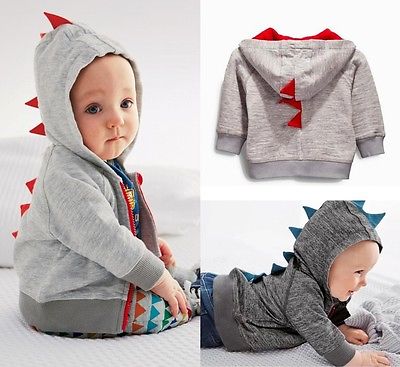 kleinkind baby jungen niedlichen cartoon-dinosaurier-stück kapuzenjacke tops mantel sweatshirt hoodie 0 ~ 3Y