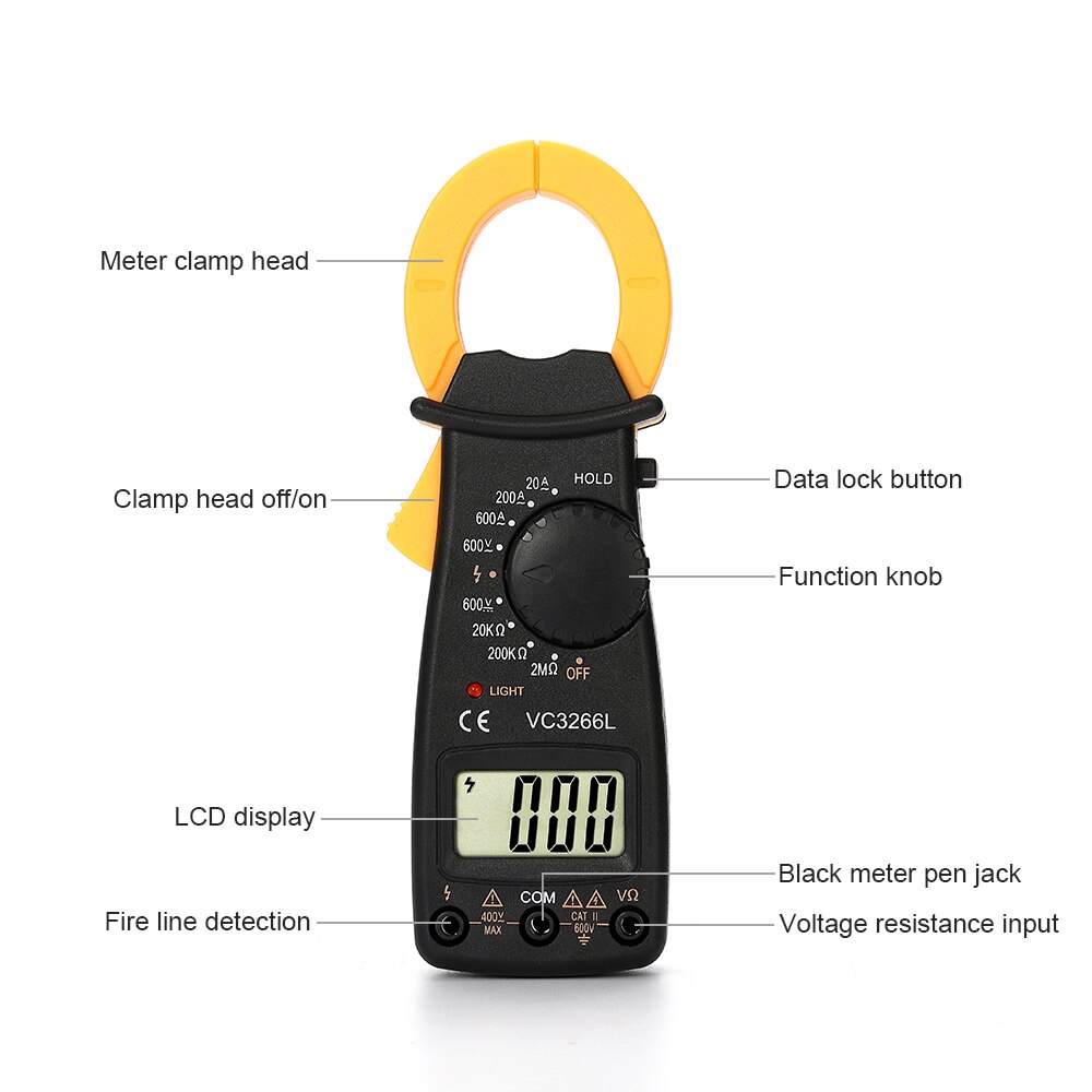 Clip-on Ammeter Dt3266l Clamp Multimeter Digital Clamp Meter with Buzzer FireWire Resistance 3266f