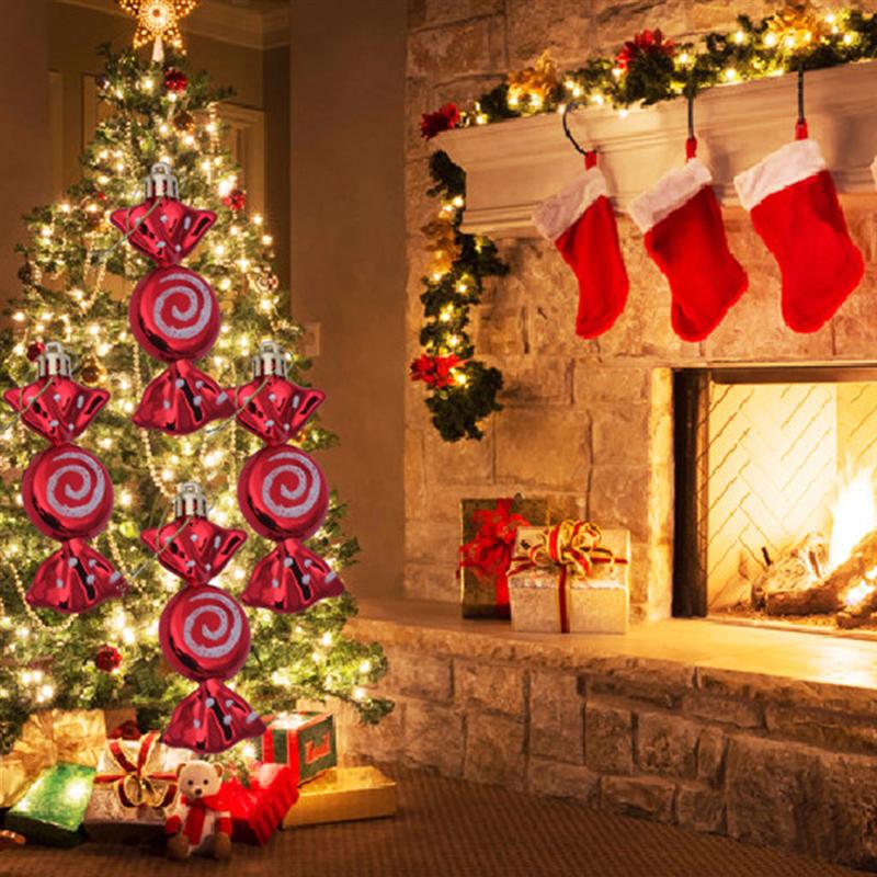 6Pcs Kleurrijke Kerst Decoratie Snoep Rekwisieten Opknoping Hanger Ornament Kerst Snoep Opknoping Benodigdheden Voor Kerstboom