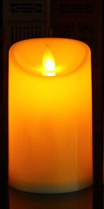 Aaa batteri inkluderet, store gule lys batteridrevne ledede stearinlys, stærkt lys cylindrisk flammeløs led stearinlys sæt, plast: 12.5 cm med batteri