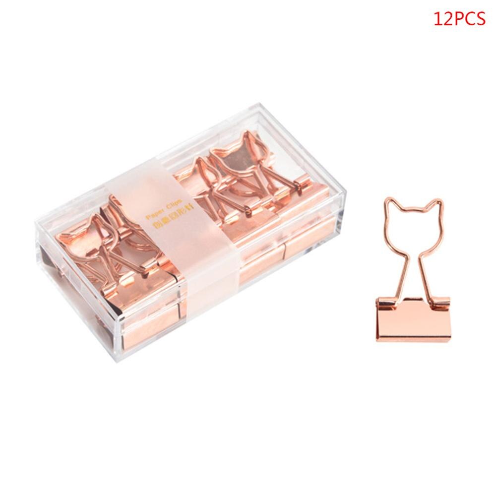 12pcs Cat Heart Cactus Binder Clip Paper Pile Photo Message Ticket Clips Organizer Korean Office School Supplies M17F