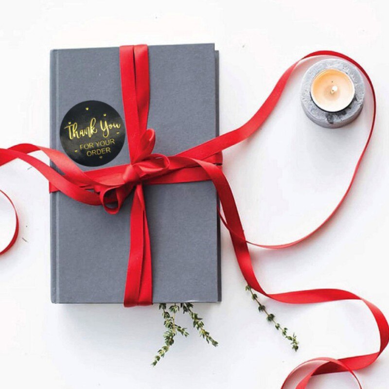 Gold Foil Thank You Stickers For Seal Labels 1 Inch Packaging Stickers Birthday Party Offer Stationery Sticker