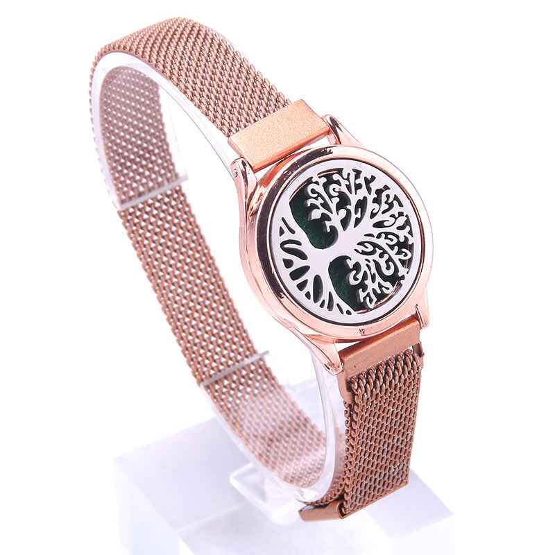 Aromatherapie Armband Rvs Medaillon Armband Horloge Polsbandje Essentiële Olie Aroma Parfum Medaillon Diffuser Armband