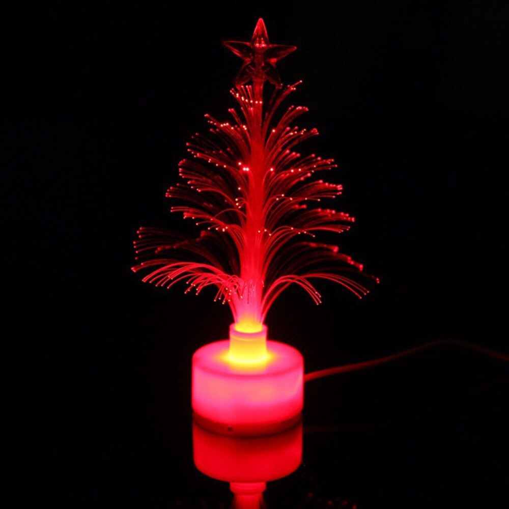1 pc mini julgran usb-anslutning led fiberoptisk lampa nattlampa för sovrum hem