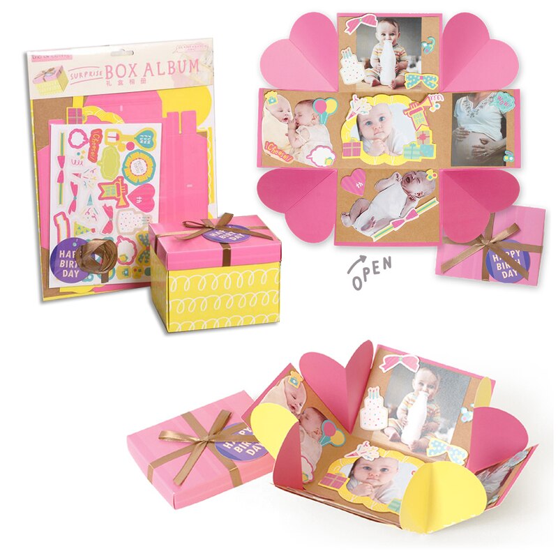 Baby explosie box wedding scrapbooking papier doos album card verjaardag valentijn explosie geschenkdoos: BA1601-01