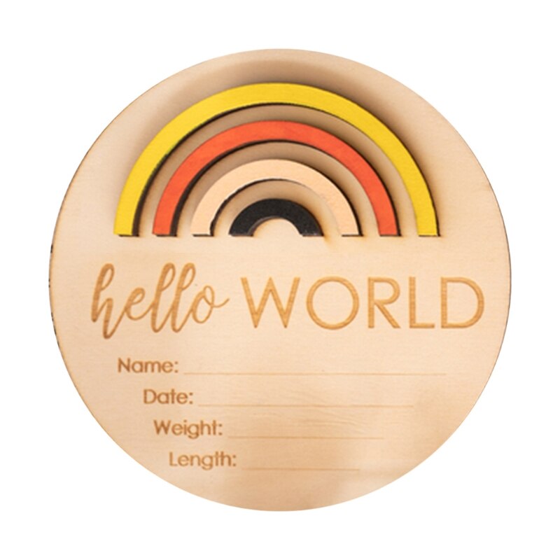 Wooden Rainbow Milestone Cards Growth Commemorate Baby Birth Monthly Recording Card Newborn Infants Shower: 6