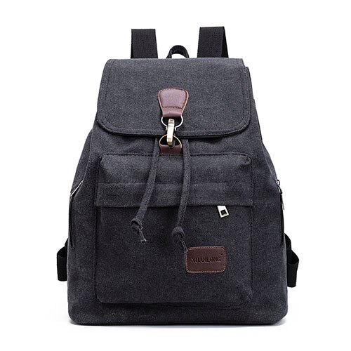 Chuwanglin shelves women's canvas backpack vintage school backpacks feminine Laptop backpack travel bags C1031: Black