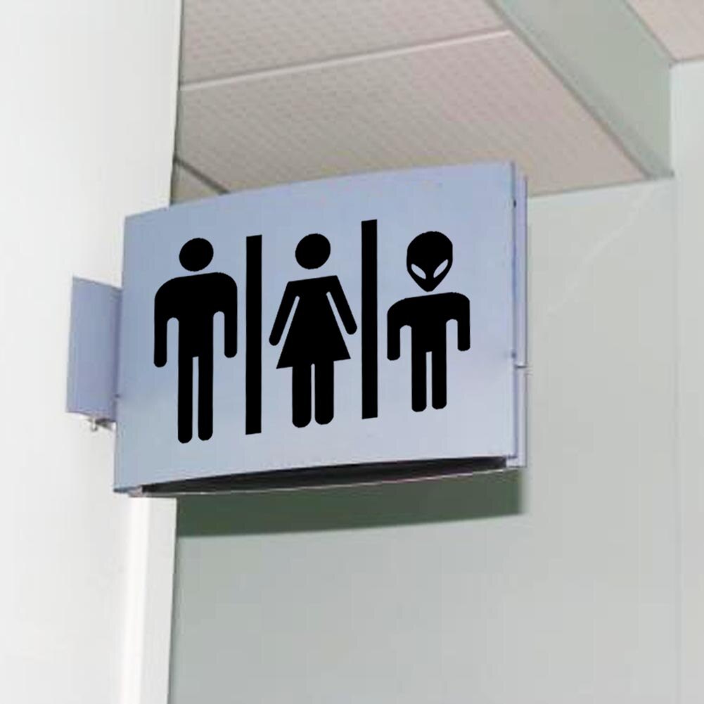 Funny Alien Man Woman Toilet Sign DIY Wall Stickers Portrait Vinyl Bathroom Toilet Door Sign Decor