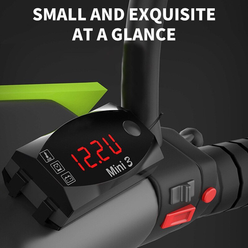 3- i -1 multifunktionel universal digital display meter tester vandtæt motorcykel voltmeter termometer vægure blå rød