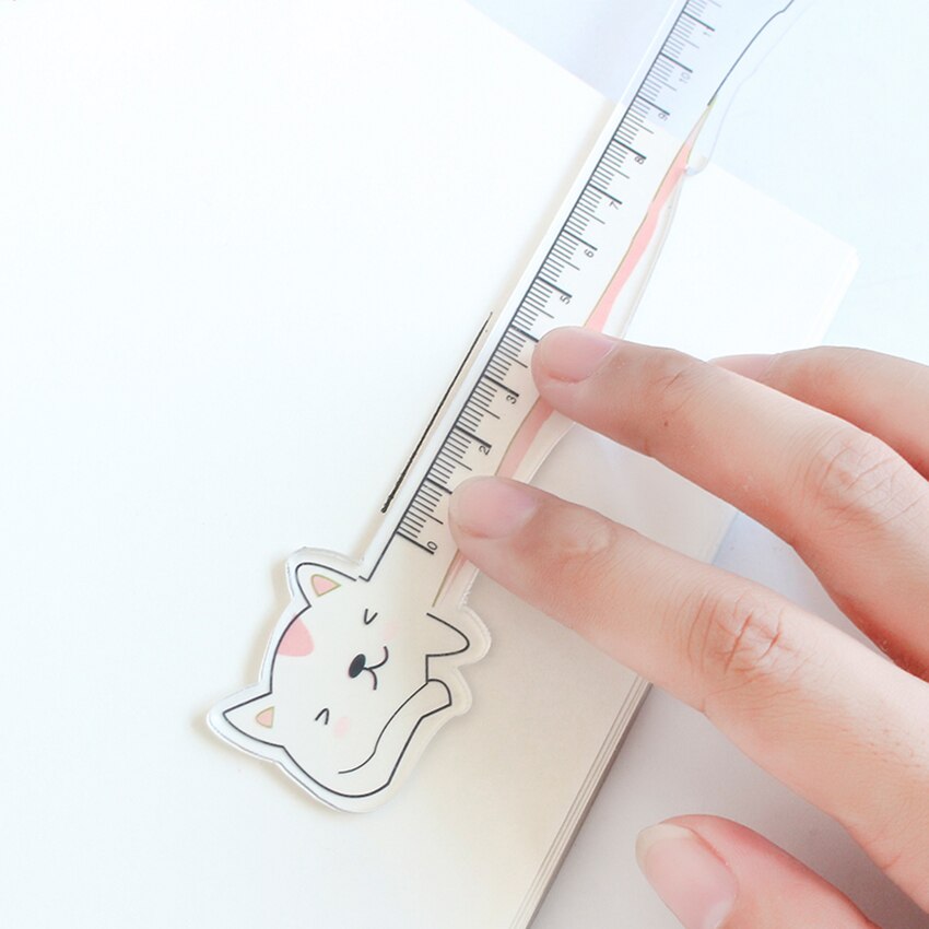 15cm Acrylic Straight Ruler Cartoon Measuring Rulers Students Stationery Cute Cat Rabbit Shape Clear Scale Transparent Ruler