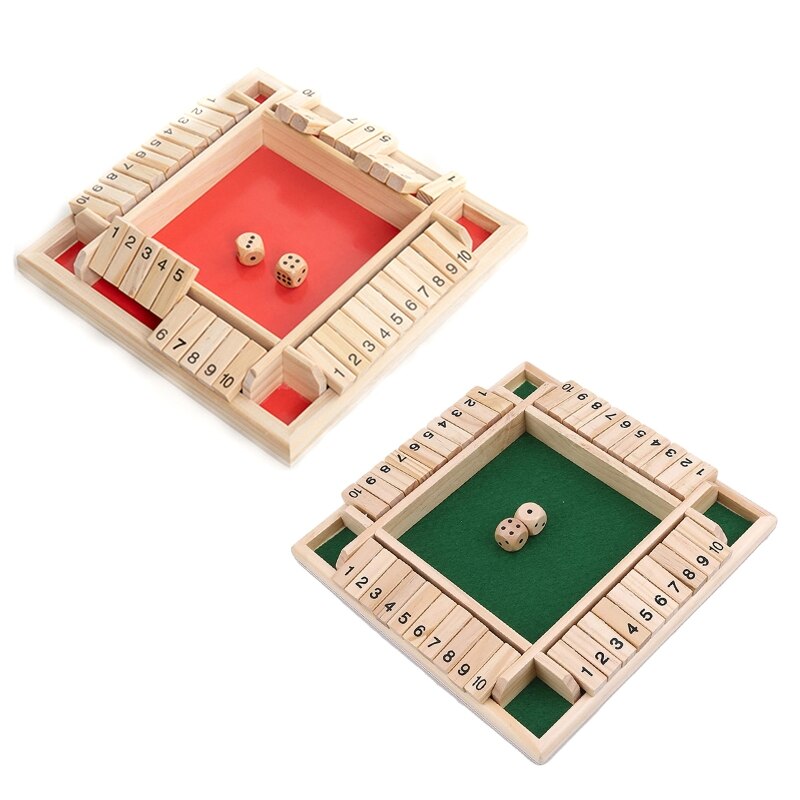 4 Speler Sloot De Doos Houten Tafel Bordspel Familie Traditionele Spel Dobbelstenen Speelgoed P31B