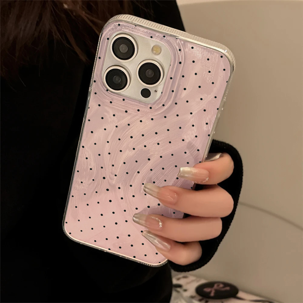 Funda de teléfono para IPhone 16 Pro Max 14 13 12 11 15 Pro Max 7 8 Plus SE X XS Max XR funda de silicona a prueba de golpes con lunares de