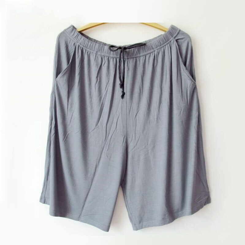 Sommar mysig modal sömnunderdel manlig ren färg casual sömn strandbyxor herr britches shorts skira herrbyxor plus size: Mörkgrå / Xxxl