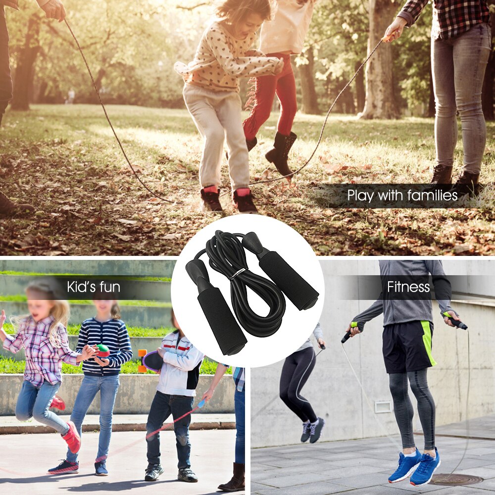 Adjustable Jump Rope Fitness Skipping Rope Soft Foam Handles for Exercise Workout Speed Endurance Training