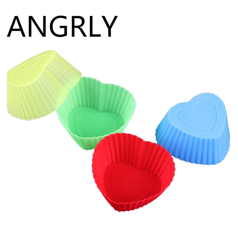 ANGRLY 10pcs Multi-color Silicone Cake Muffin Cupcake Mold Round Shape Baking Mould: 8