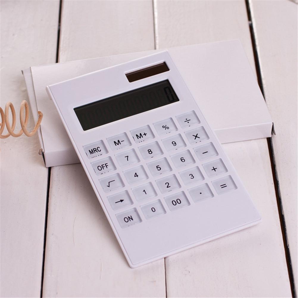 12 Digits Large Display Desktop Calculator Solar And Battery Dual Power Crystal Button Calculator: Default Title