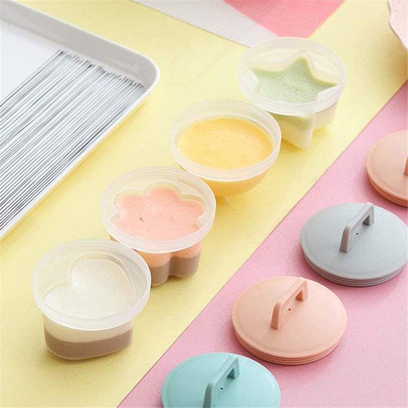 ANAEAT 4 Pcs/Set Plastic Egg Poacher Set Kitchen Egg Cooker Tools Egg Mold Form With Lid Brush Pancake