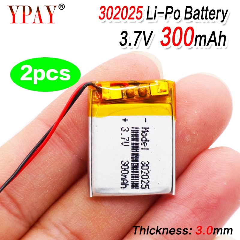 2 Stuks 3.7 V 300Mah 302025 Lipo Li-Polymer Lithium Polymeer Batterijen Met Pcm Voor MP3 MP4 MP5 bluetooth Headset Smart Horloge
